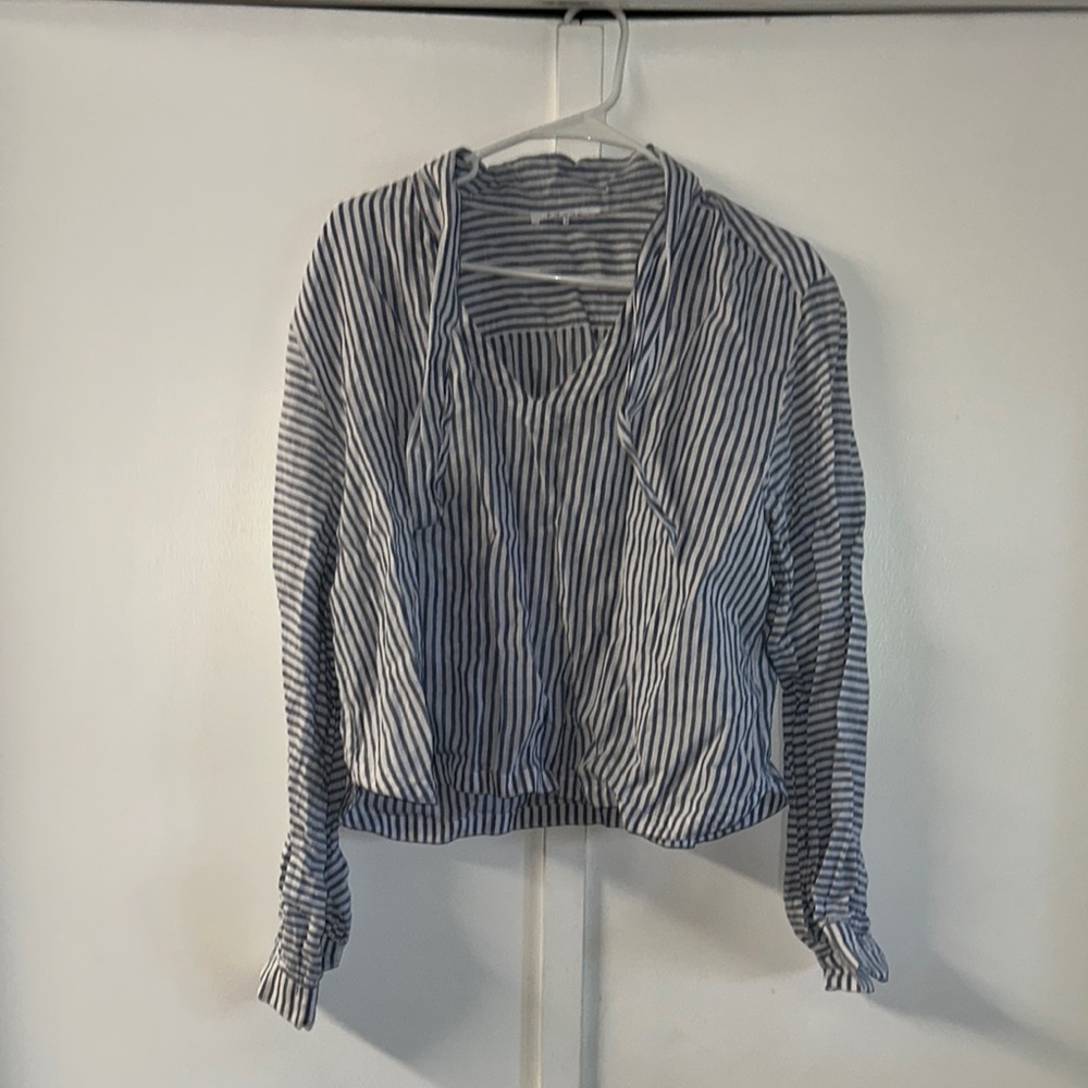 Frame Denim Blue Crop Button Down Shirt